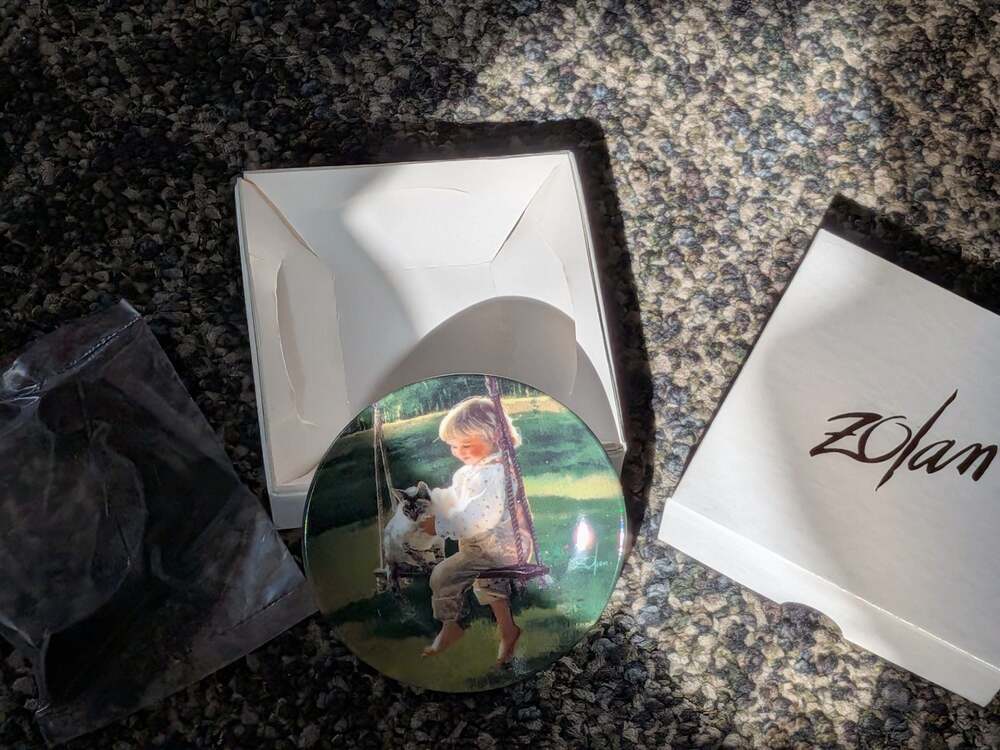 Vintage 1993 Donald Zolan The Garden Swing Miniature Bone-China Collector Plate